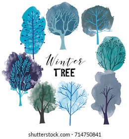 Winter Tree Set. Vector Tree Collection.