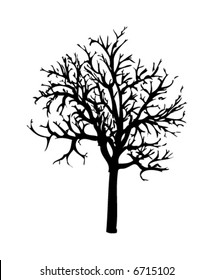 Winter tree silhouette vector illustration design with a bare tree isolated on a white background