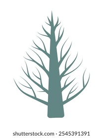 Silhueta de árvore de inverno. Uma árvore sem folhas é turquesa. Ilustração vetorial isolada para seu design.