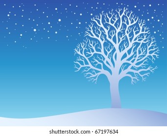 Winter Tree With Snow 3 - Vector Illustration.