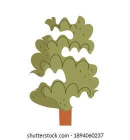 winter tree with snow greenery forest cartoon icon vector illustration