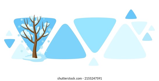 Winter tree with snow on branches. Seasonal illustration.