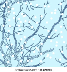 Winter tree and snow. Seamless background. Vector illustration.
