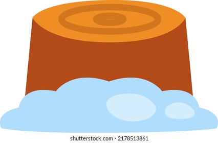Winter tree stump, illustration, vector on a white background.