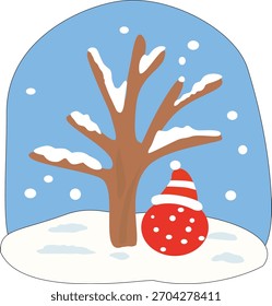 Uma árvore de inverno cheia de neve
