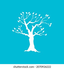 Winter Tree vector icon illustration design template background.