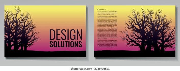 Winter trees. For background page, brochure template, booklet, flyer.