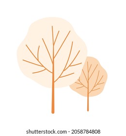 Winter trees are delicate beige. A cozy illustration for creating holiday cards, invitations, website design, banners, and different typography. Simple vector illustration.