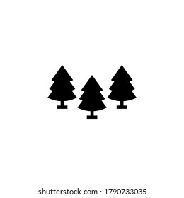Winter trees icon in black flat glyph, filled style isolated on white background