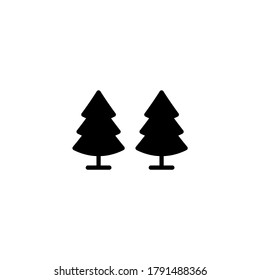 Winter trees icon in black flat glyph, filled style isolated on white background