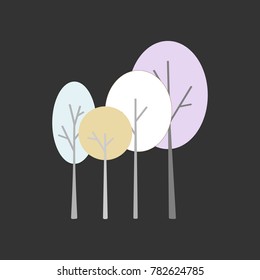 Winter trees icon vector illustration on dark background