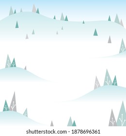 Winter trees on a snowy background