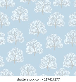 Winter trees seamless pattern (Abstract season background).