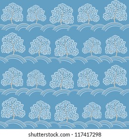 Winter trees seamless pattern (Abstract season background).