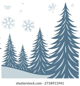 Árvores de inverno padrão sem costura com pinheiros gelados texturas geladas e flocos de neve para um conceito de cena de floresta de inverno frio como padrão de floresta de inverno frio com pinheiros gelados texturas geladas e flocos de neve para um efeito de inverno crocante no Conceito de Stock Fotográfico e espaço vazio no lado esquerdo, sem texto —ar 7:2 —azulejo