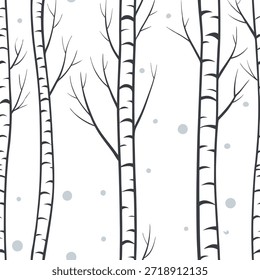 Patrón sin fisuras de árboles de invierno con abedules helados delicados copos de nieve y texturas heladas para un concepto mágico de la escena de invierno como patrón mágico de árboles de invierno con árboles de abedul helado delicados copos de nieve y texturas heladas para un diseño encantador en Foto de archivo Concepto y espacio vacío en el lado izquierdo, sin texto --ar 7:2 --tile