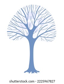 Ilustración vectorial de coronas cubiertas de nieve de árboles de invierno