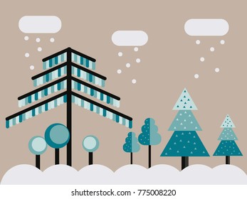 Winter trees vector illustration
