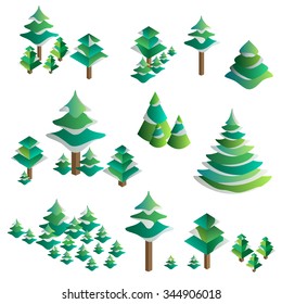 Winter trees.Isolated object.Isometric view.Vector illustration.