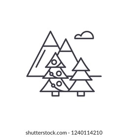 Winter trip line icon concept. Winter trip vector linear illustration, symbol, sign