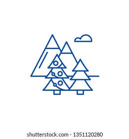 Winter trip line icon concept. Winter trip flat  vector symbol, sign, outline illustration.