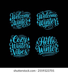 Winter t-shirt design vector bundle. winter weather. typography t-shirt design.