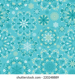 Winter turquoise illustration with beautiful falling snow for christmas and new year cards, gifts, invitation design