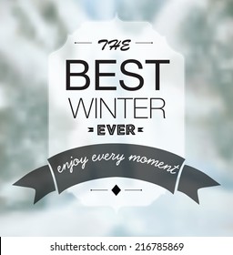 Winter typography, with blurry photo as a background. Vector, Eps 10, gradient mesh.                 