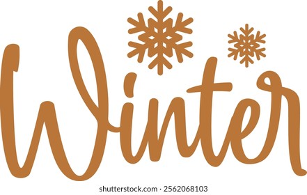 Winter typography design on plain white transparent isolated background for card, shirt, hoodie, sweatshirt, apparel, card, tag, mug, icon, poster or badge