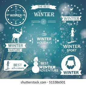 Winter typography designs. Summer logotypes set.