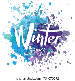 Winter typography on textured background. Hand drawn Lettering. Vector illustration. For designing logo, banner, poster, card, web