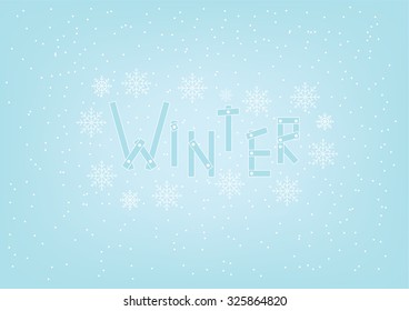 Winter typography text on blue background