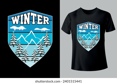 Winter typography unique, custom, vintage T-shirt Design