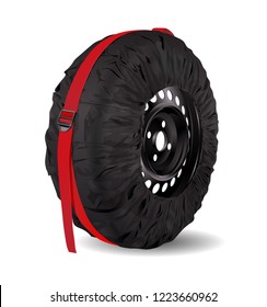 Winter tyres and snow socks. Wheel Bag. Wheel tote. Tire storage. Carrying bags. Wheel storage protection. Spare car tyre black cover. Wheel storage and carry bag cover. Automobile tyre accessories.