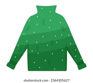 Winter ugly sweater in green color. Vector illustration