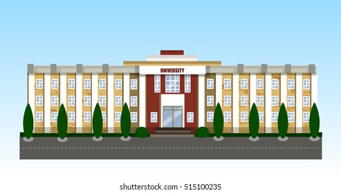 Winter University Building Vector Illustration