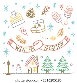 Conjunto de Vector de iconos de vacaciones de invierno