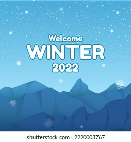 Winter vacation landscape background with mountain scenery