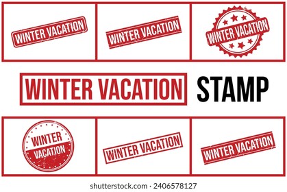 Winter Vacation Rubber Stamp Set Vector