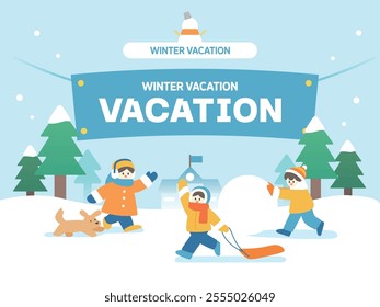 Winter vacation special lecture illustration template 