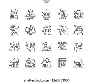 Winter vacation Well-crafted Pixel Perfect Vector Thin Line Icons 30 2x Grid for Web Graphics and Apps. Simple Minimal Pictogram