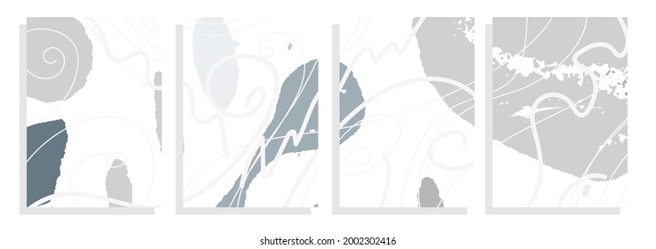 Winter vector abstract background set with drawing elements
