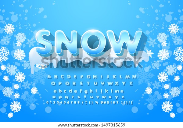 冬のベクター画像アルファベットと雪 文字abc 氷の寒いフォント 季節の霜のフォント タイポグラフィー またはタイプセット 冬のアルファベットのベクター イラスト のベクター画像素材 ロイヤリティフリー
