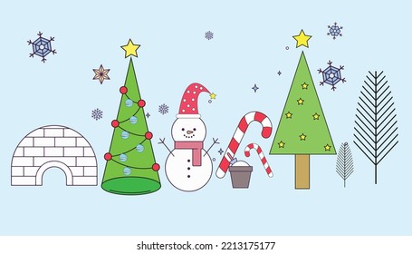 winter vector art illustration hand drawing 