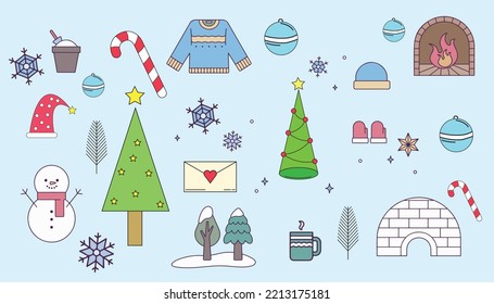winter vector art illustration hand drawing 