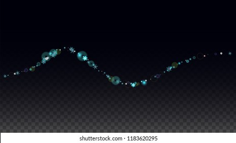 Winter Vector Background with Blue Falling Snowflakes Isolated on Transparent Background. Elegance Snow Sparkle Pattern. Snowfall Overlay Print. Winter Sky. Design for  Party Invitation.