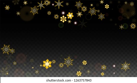 Winter Vector Background with Blue Falling Snowflakes Isolated on Transparent Background. Luxury Snow Sparkle Pattern. Snowfall Overlay Print. Winter Sky. Design for  Party Invitation.