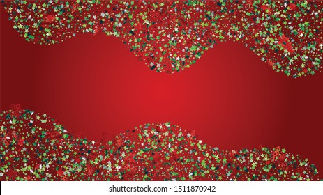 Winter Vector Background with Falling Glitter Snowflakes and Stars. Isolated on Transparent. Golden Snow Twinkly Pattern. Glitter Overlay Print. Winter Party. Design for Banner.