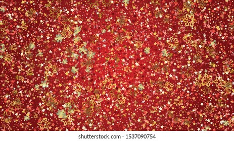 Winter Vector Background with Falling Glitter Snowflakes and Stars. Isolated on Transparent. Glamour Snow Twinkly Pattern. Glitter Overlay Print. Winter Party. Design for Banner.