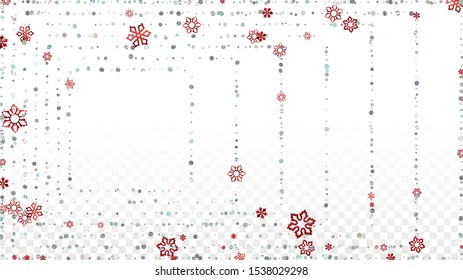 Winter Vector Background with Falling Glitter Snowflakes and Stars. Isolated on Transparent. Festival Snow Confetti Pattern. Glitter Overlay Print. Winter Sky. Design for Web.